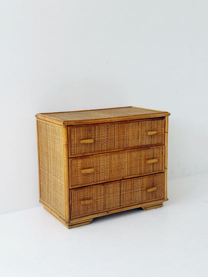 Bamboo and woven chest of drawers – 1960s