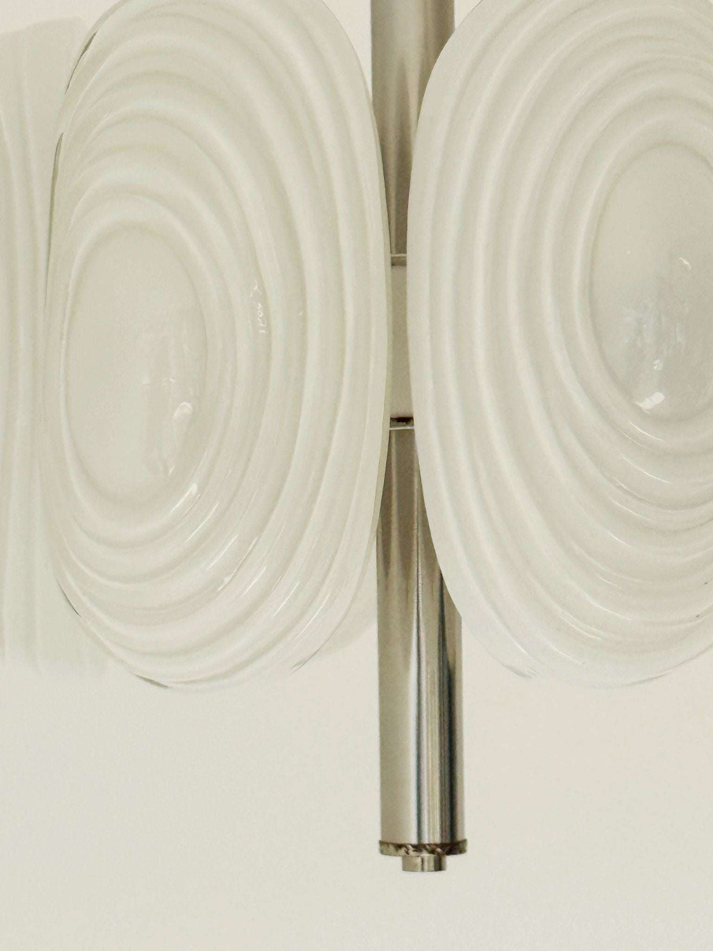 Six-element pendant lamp in molded opal glass – Italy, 1970s