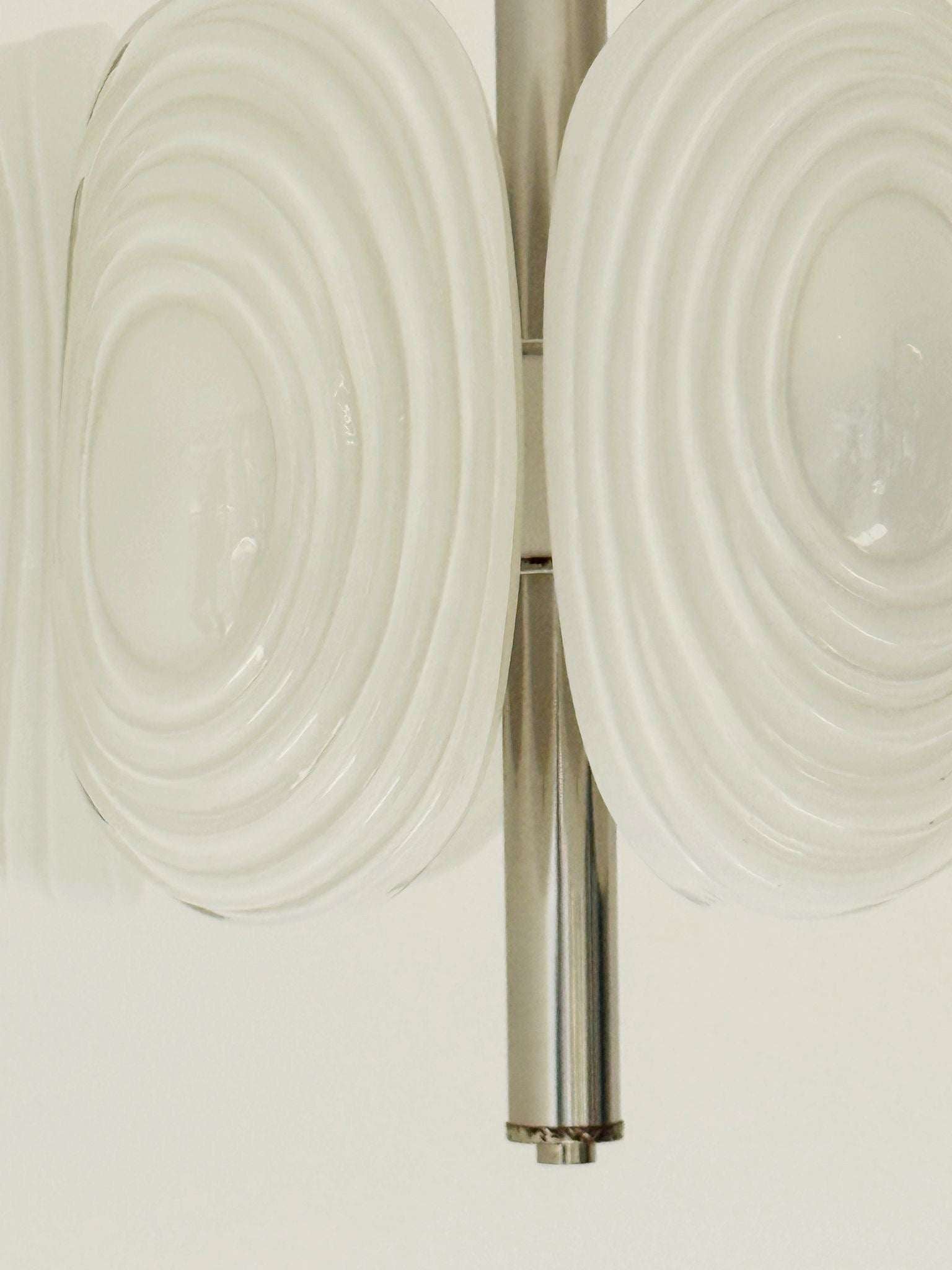 Six-element pendant lamp in molded opal glass – Italy, 1970s