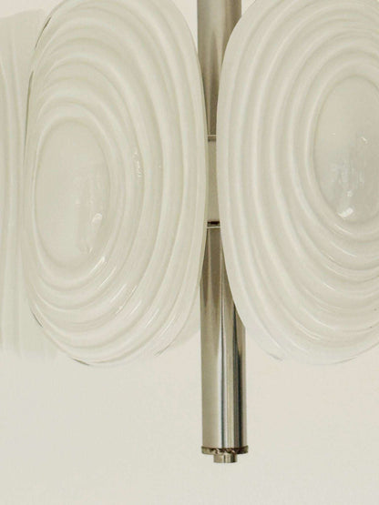 Six-element pendant lamp in molded opal glass – Italy, 1970s