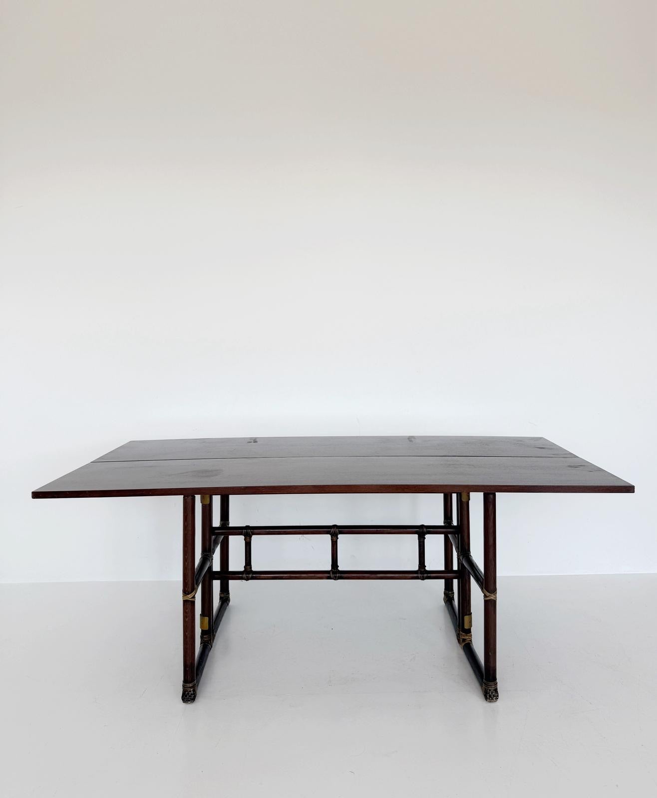 McGuire oak and rattan console/table by Lyda Levi (1970s)