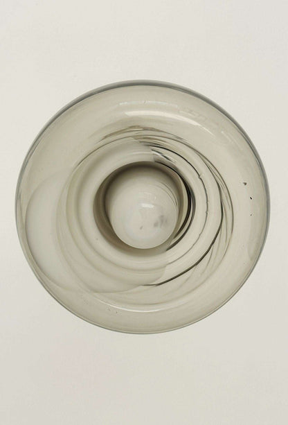 Smoked glass pendant lamp with internal opaline decoration – Italy, 1970s