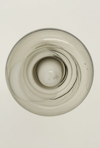 Smoked glass pendant lamp with internal opaline decoration – Italy, 1970s