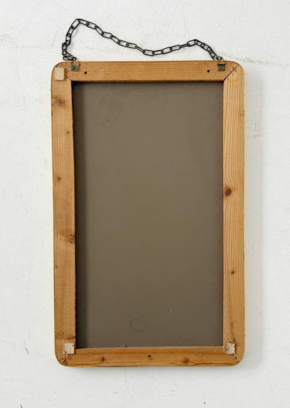 Specchio con cornice in metallo dorato e catena – anni '60/'70