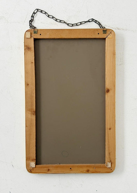 Specchio con cornice in metallo dorato e catena – anni '60/'70