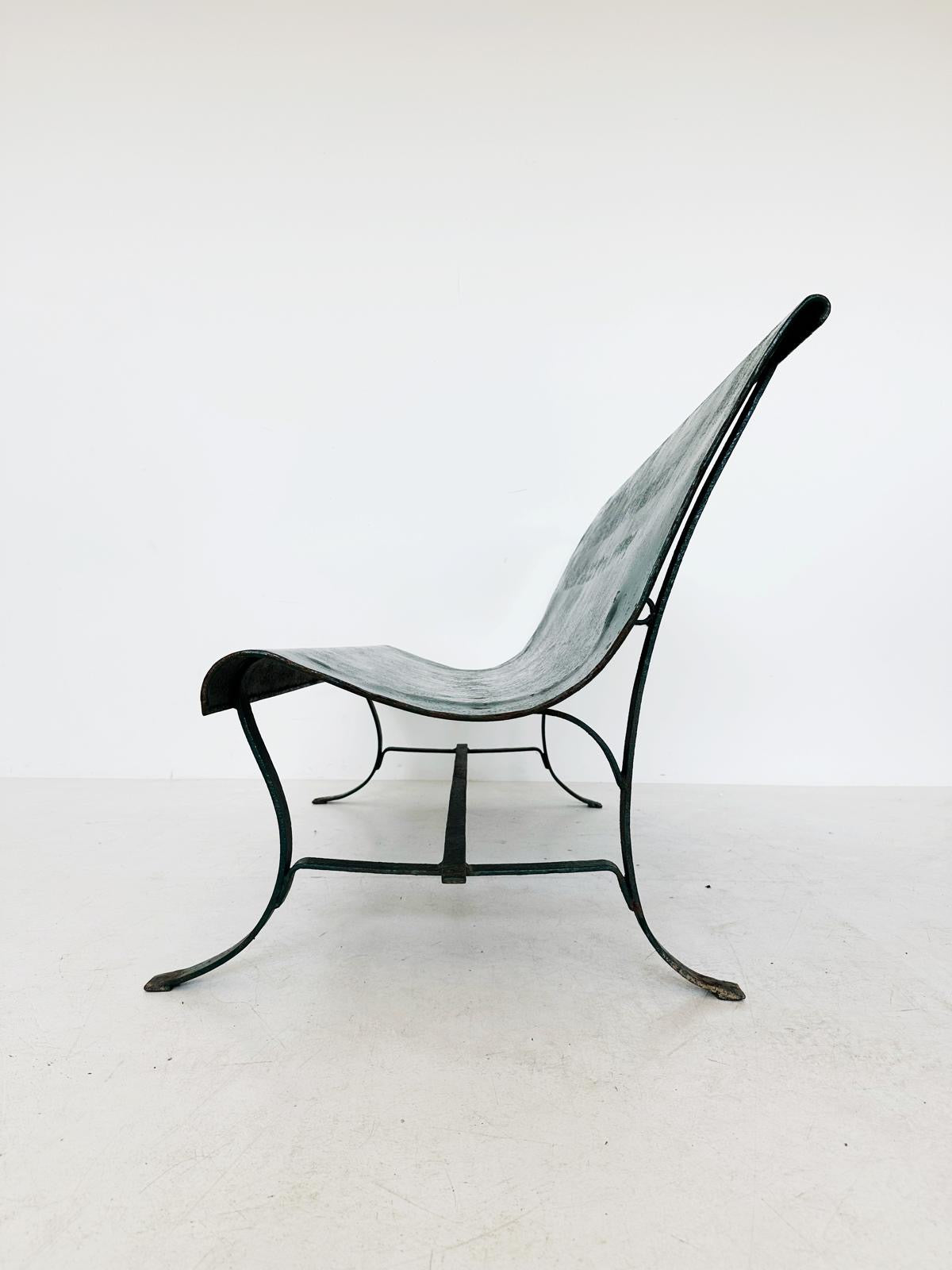Green iron bench