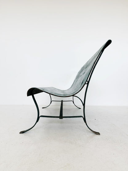 Green iron bench