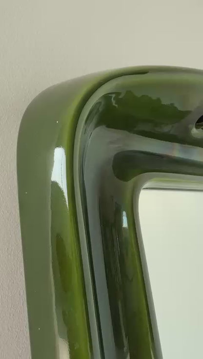 Glazed ceramic mirror, Italy, 1970s