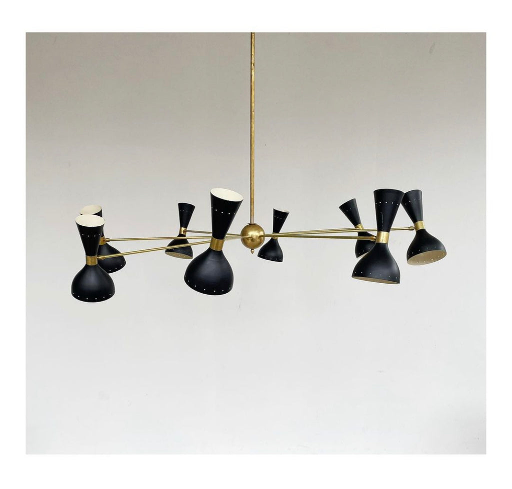 Chandelier in brass and aluminum