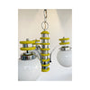 Chrome and yellow chandelier