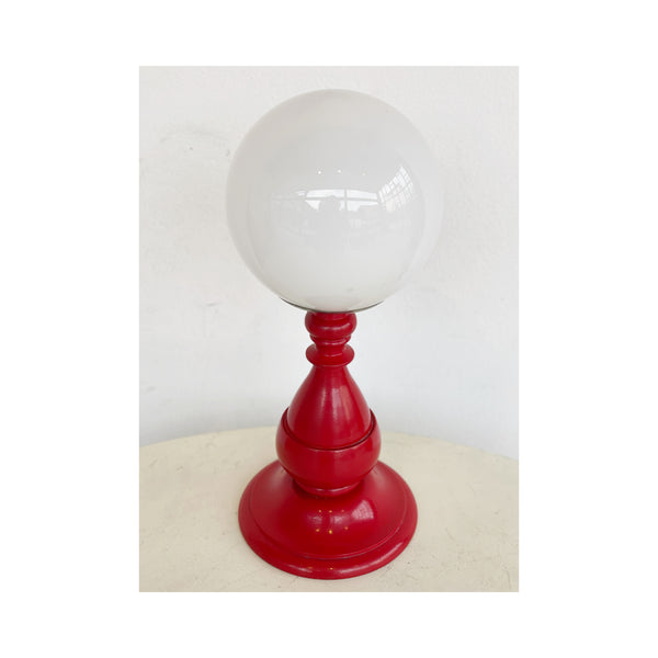 Red and white table lamp