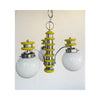 Chrome and yellow chandelier
