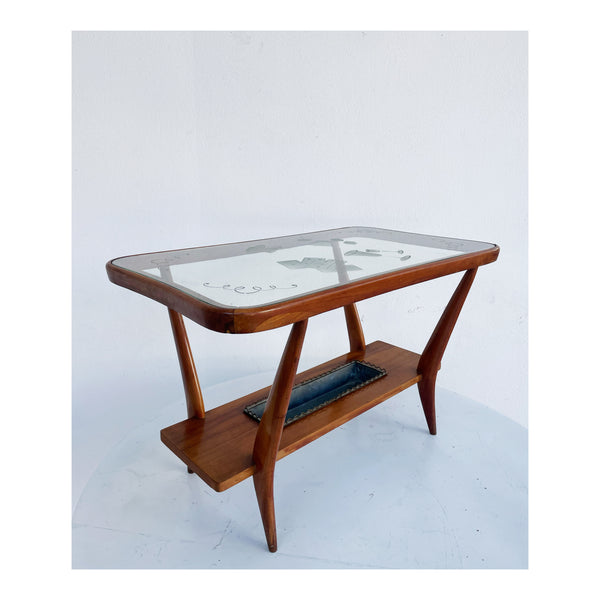 Tavolino in legno e vetro
