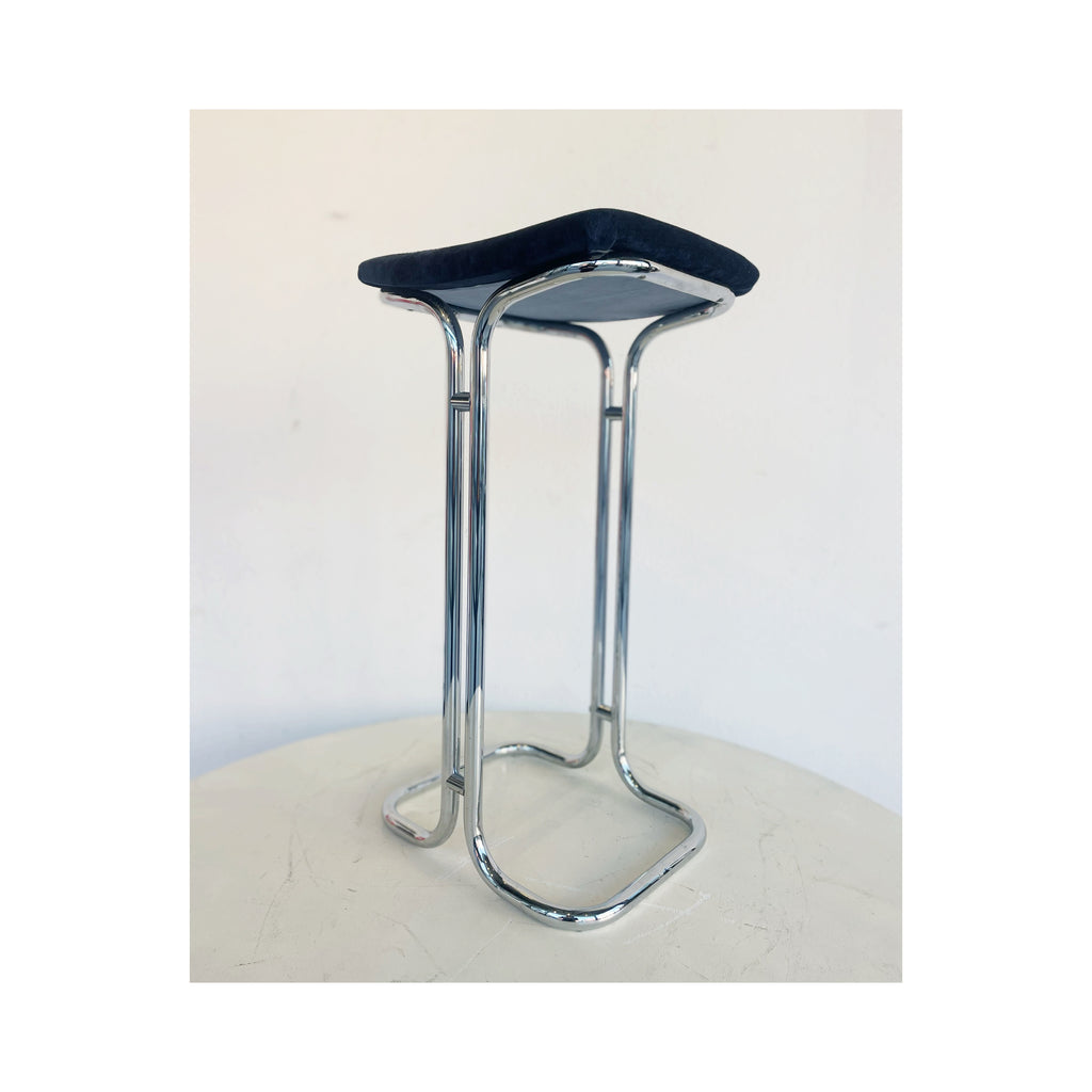 Chrome and blue stool