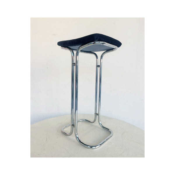 Chrome and blue stool