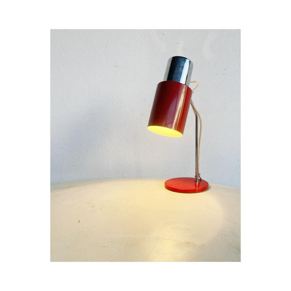 Orange and chrome table lamp